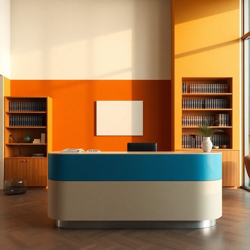 Recepție primitoare a biroului de consultanță BoardInsight din Sibiu, cu accente azurii și lemn cald